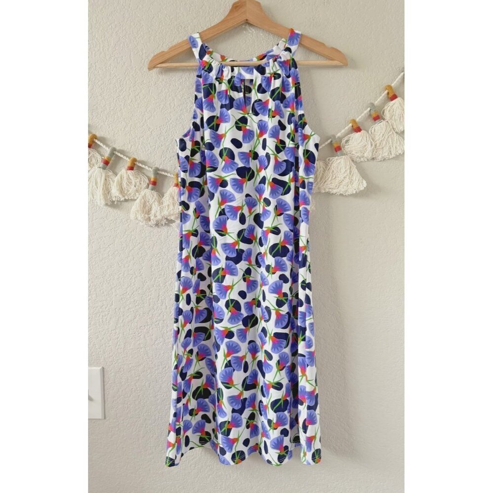 Jude Connally Juliet Floral Sleeveless Aline Mini Dress Purple Tropical Boho 8